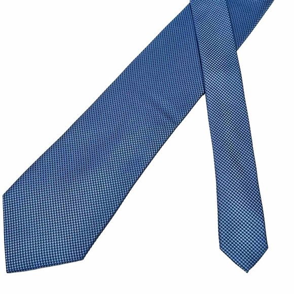 NWT Michael Kors Santorini Solids Silk Woven Tie Necktie Geometric Blue Classic - Picture 1 of 8